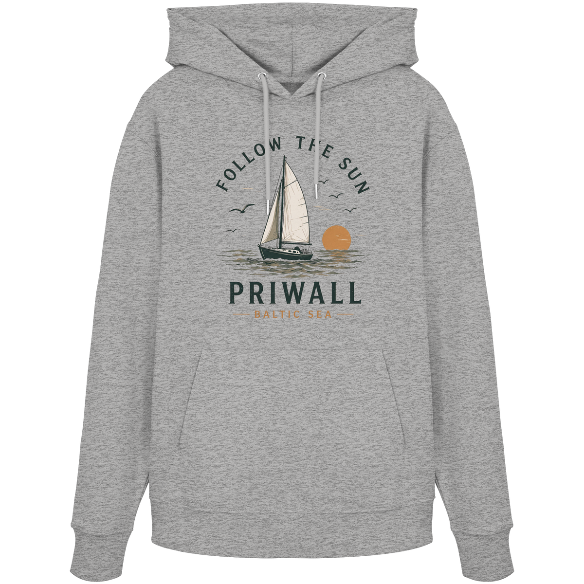 Priwall Follow the Sun Bio-Hoodie in Heather Grey – Clean Mockup