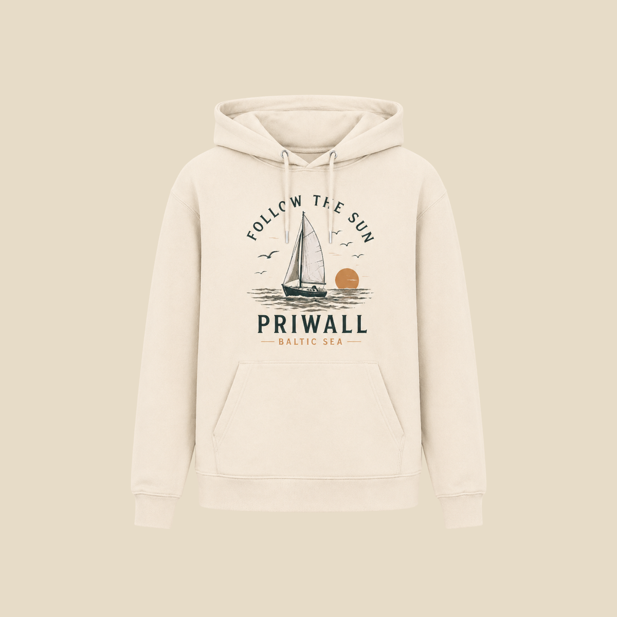 Priwall Follow the Sun Bio-Hoodie in Natural Raw – Clean Mockup