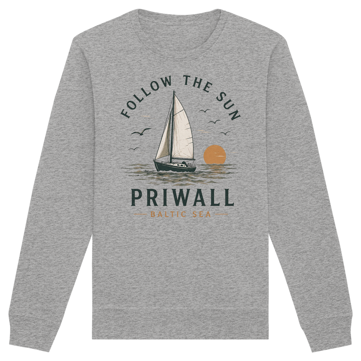 Priwall Follow the Sun Bio-Sweatshirt in Heather Grey – Shirtigo Mockup