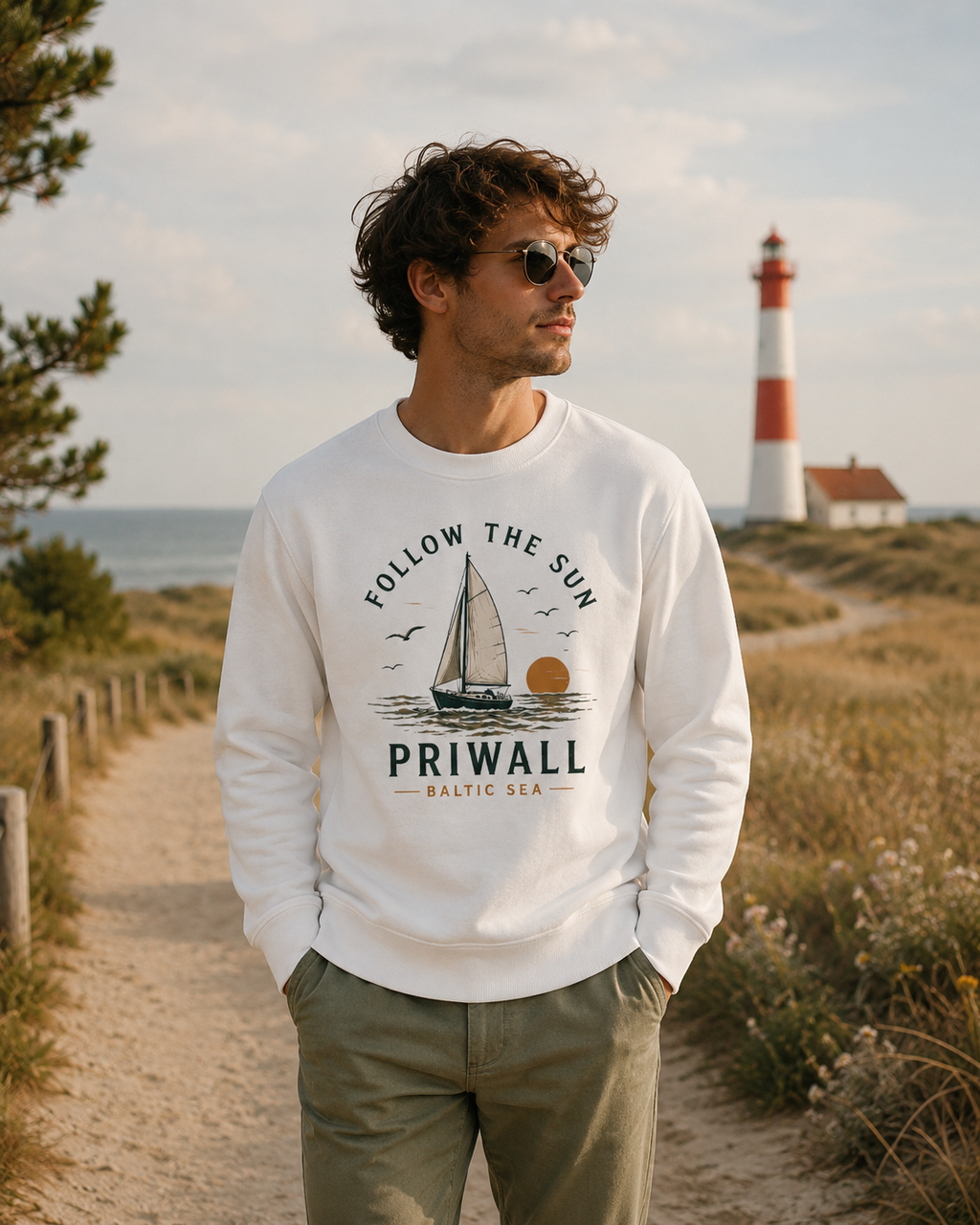 Priwall Follow the Sun Bio-Sweatshirt in einer zweiten Priwall-Lifestyle-Szene
