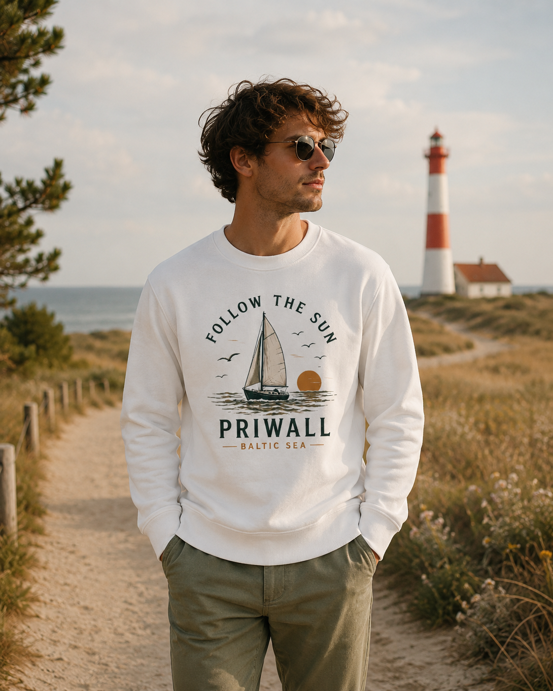 Priwall Follow the Sun Bio-Sweatshirt in einer zweiten Priwall-Lifestyle-Szene