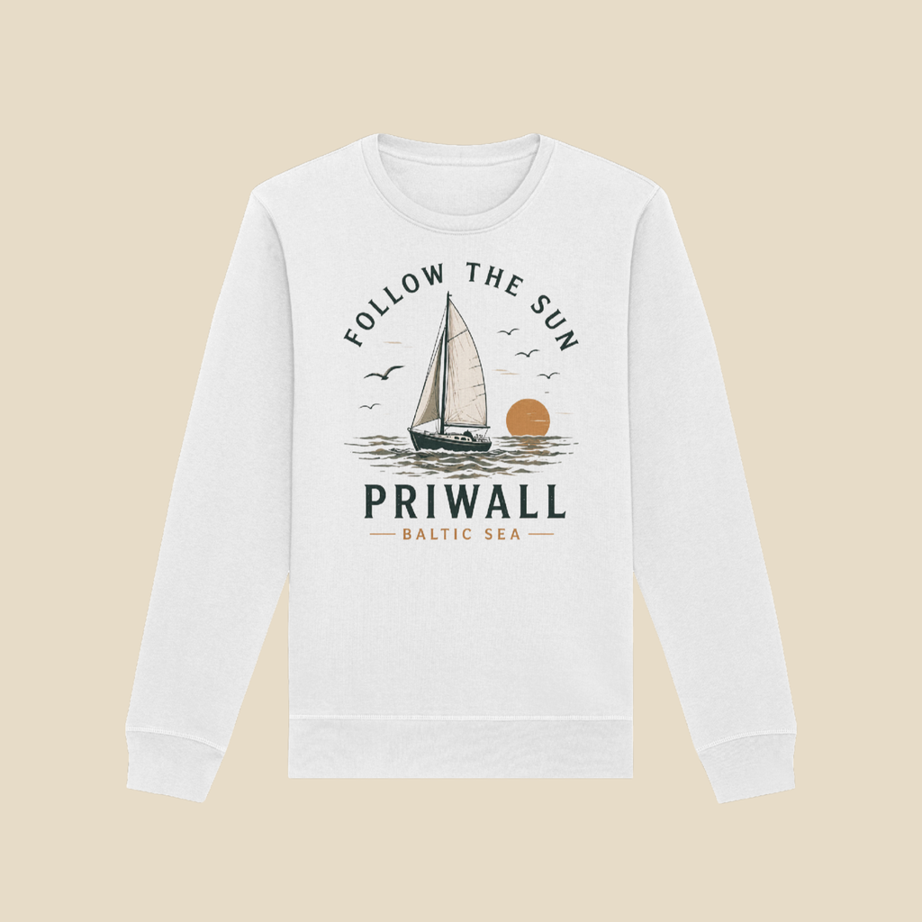 Priwall Follow the Sun Bio-Sweatshirt in White – Clean Mockup