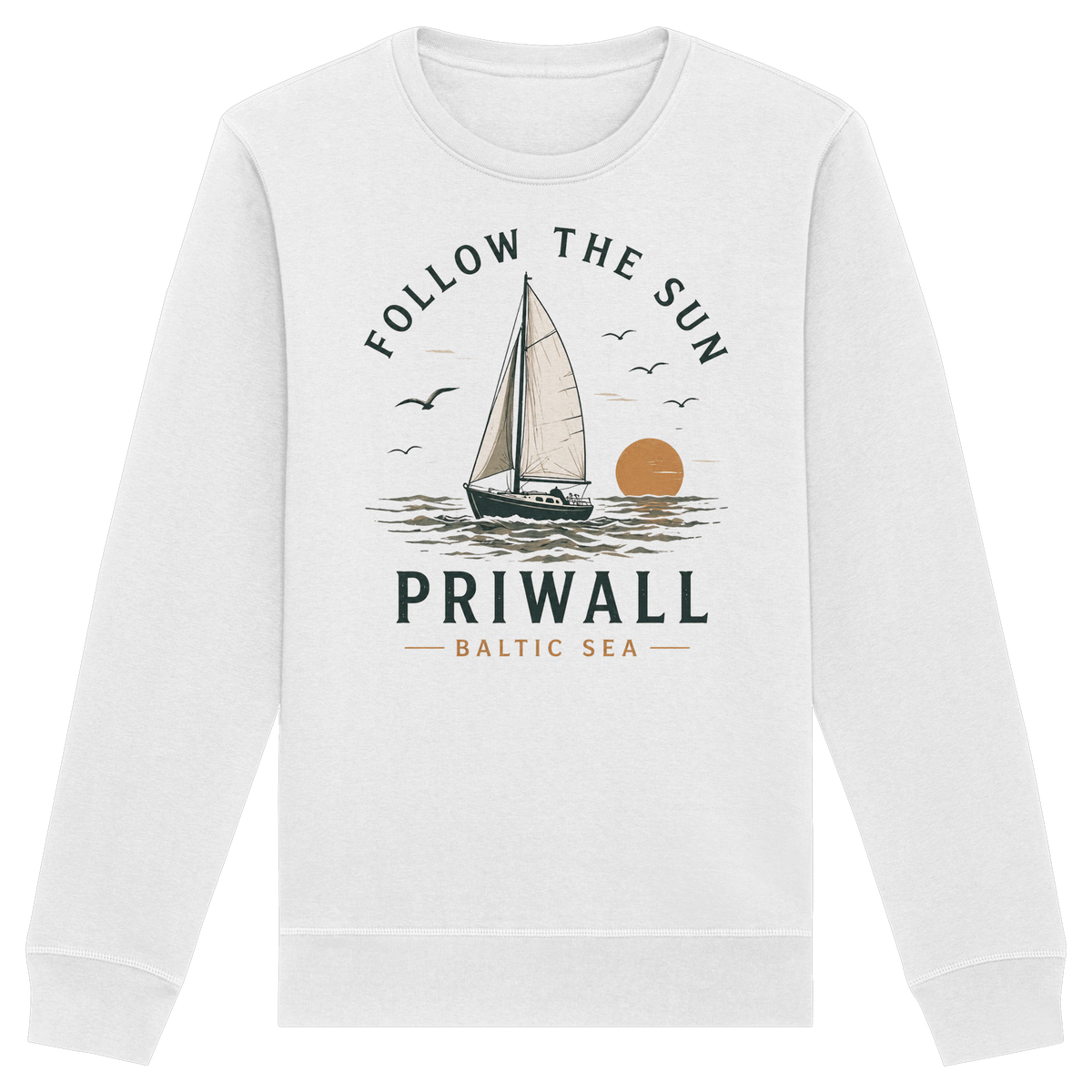 Priwall Follow the Sun Bio-Sweatshirt in White – Shirtigo Mockup