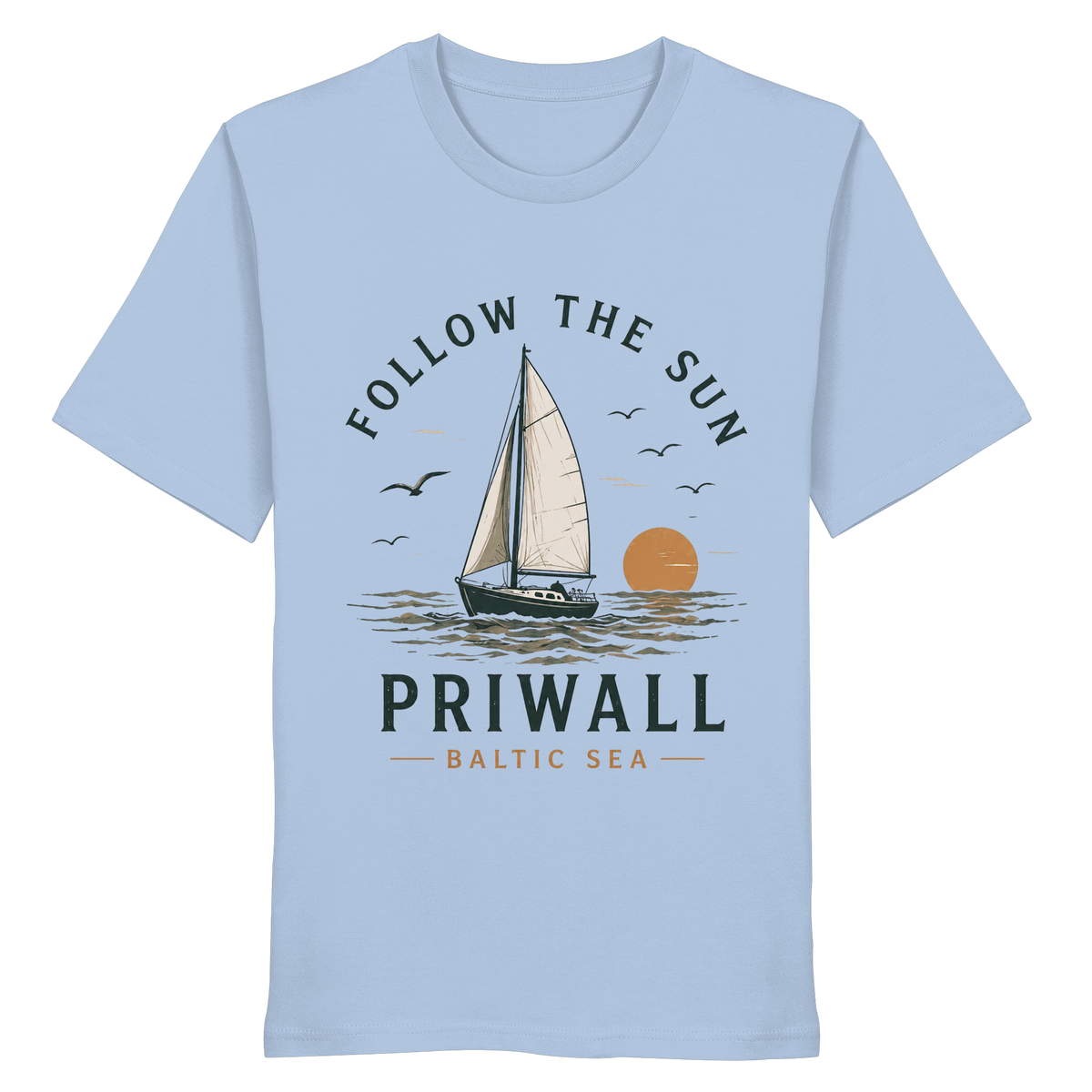 Priwall Follow the Sun Bio T-Shirt in Blue Soul – Clean Mockup