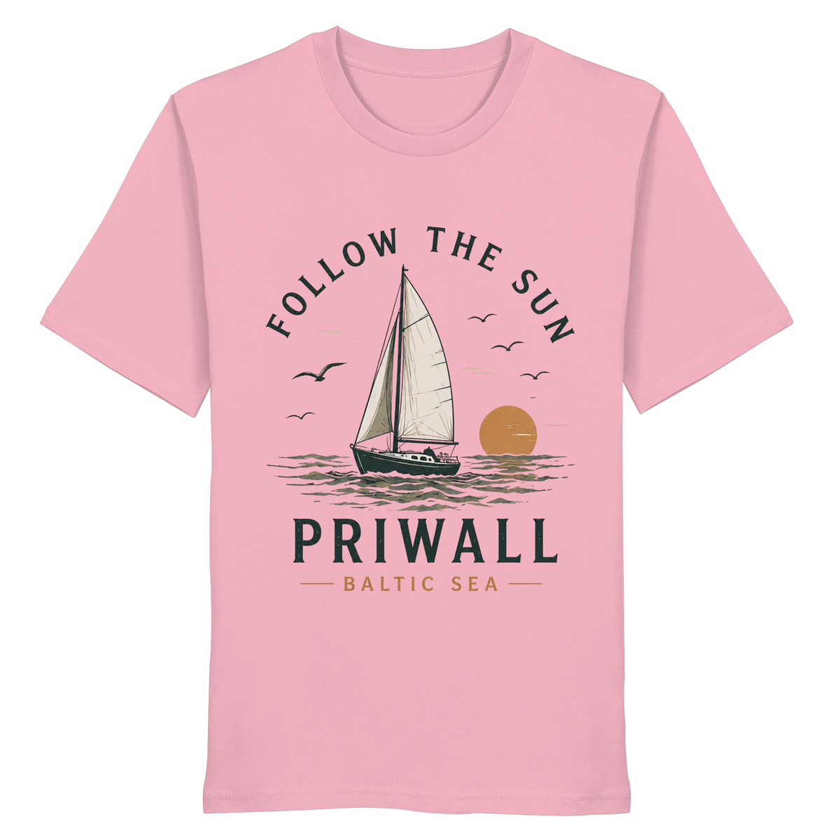 Priwall Follow the Sun Bio T-Shirt in Cotton Pink – Clean Mockup