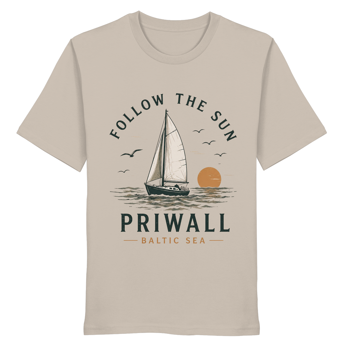 Priwall Follow the Sun Bio T-Shirt in Desert Dust – Clean Mockup