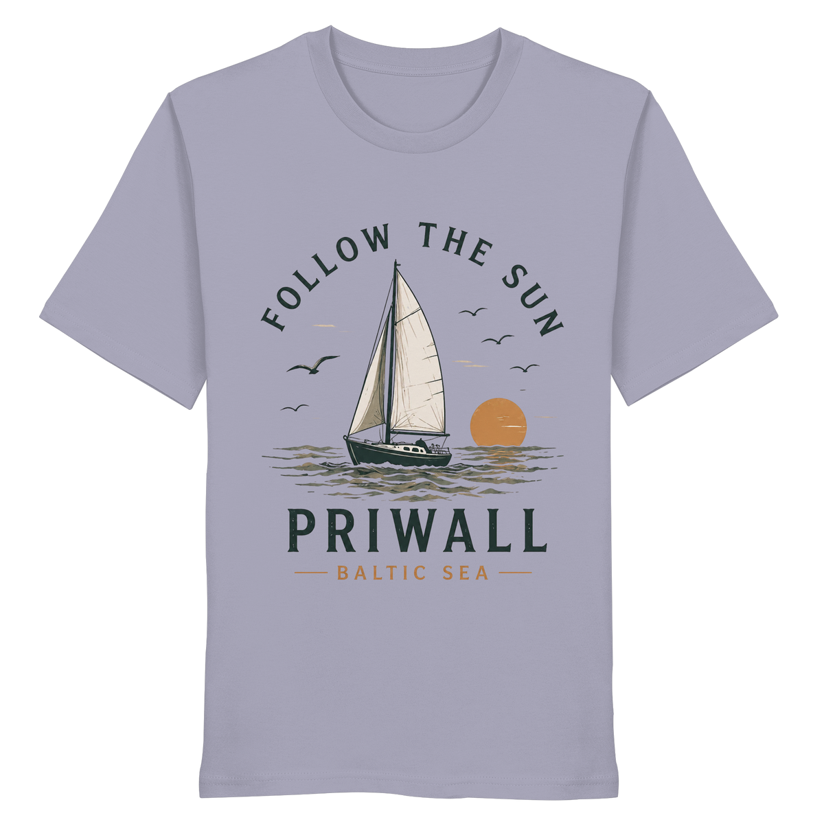 Priwall Follow the Sun Bio T-Shirt in Lavender – Clean Mockup