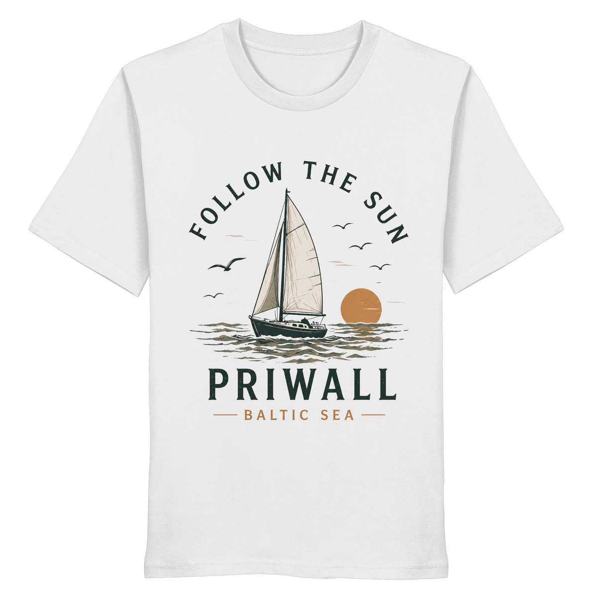 Priwall Follow the Sun Bio T-Shirt in White – Clean Mockup