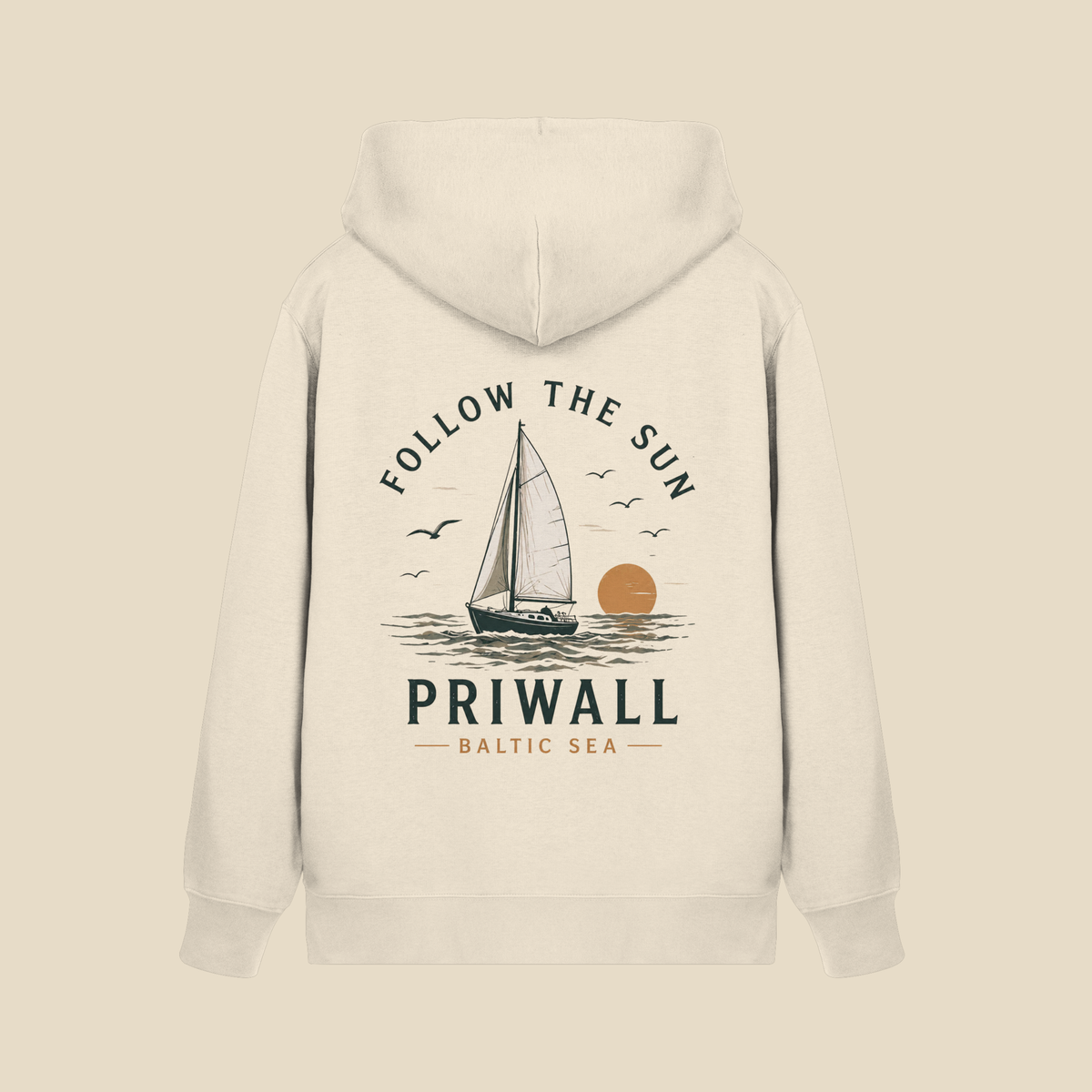 Priwall Follow the Sun Bio-Zipper in Natural Raw mit großem Rückenprint