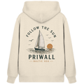 Priwall Follow the Sun Bio-Zipper in Natural Raw mit Rückenprint – Shirtigo Mockup