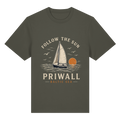 Priwall Follow the Sun Dark Bio-Heavy T-Shirt in Khaki mit Frontmotiv