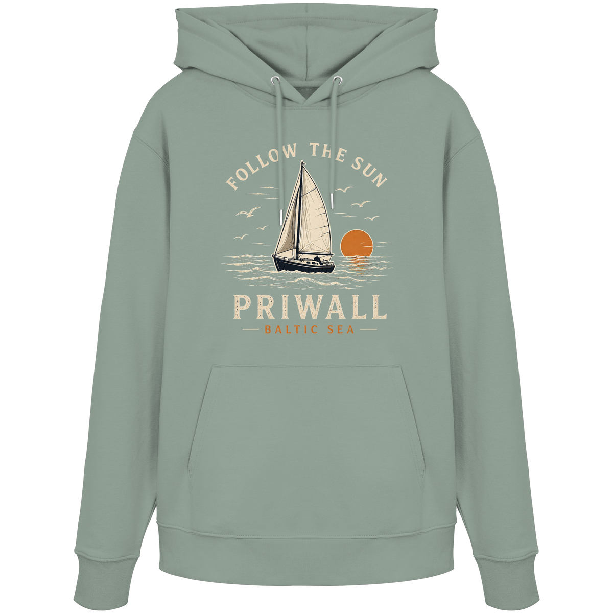 Priwall Follow the Sun Bio-Hoodie in Aloe – Shirtigo Mockup