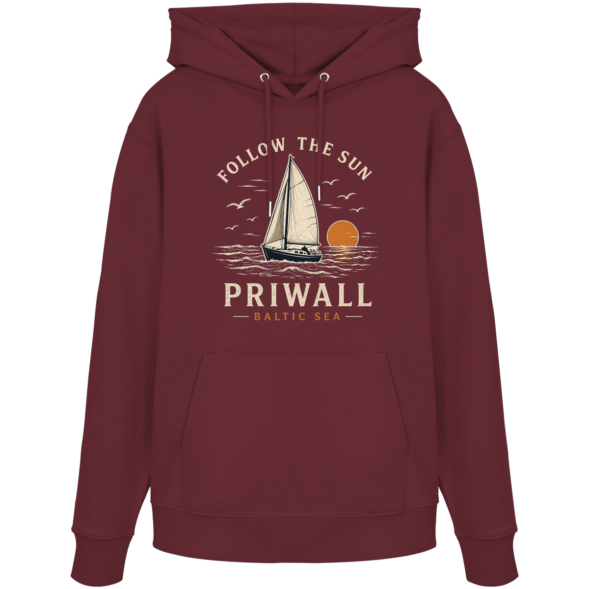Priwall Follow the Sun Bio-Hoodie in Burgundy – Shirtigo Mockup