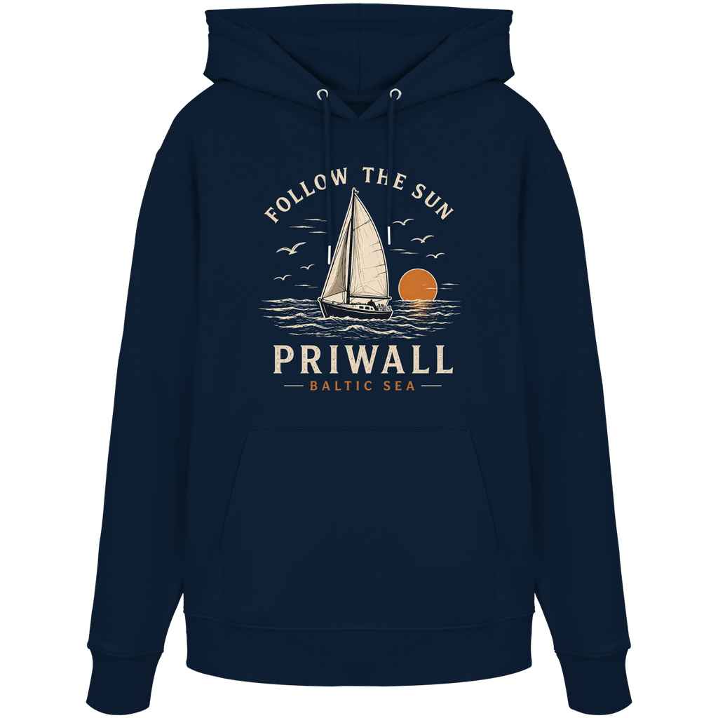 Priwall Follow the Sun Bio-Hoodie in French Navy – Shirtigo Mockup
