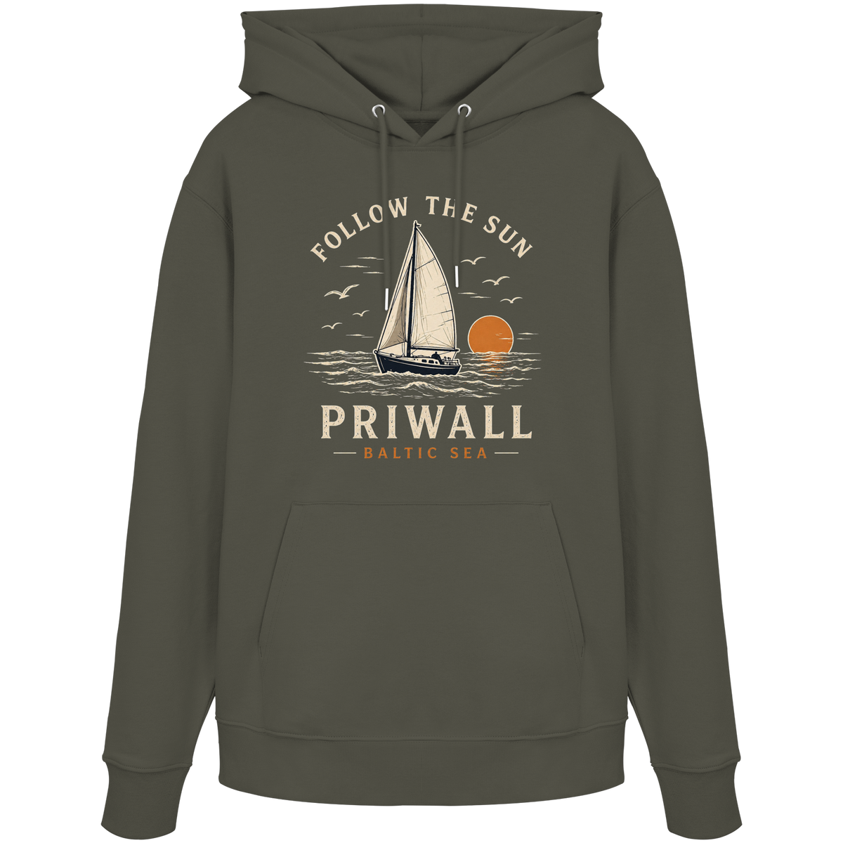 Priwall Follow the Sun Bio-Hoodie in Khaki – Shirtigo Mockup