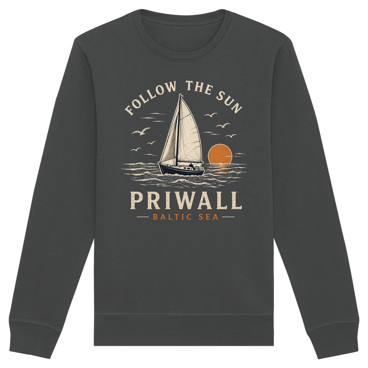 Priwall Follow the Sun Bio-Sweatshirt in Anthrazit – Clean Mockup