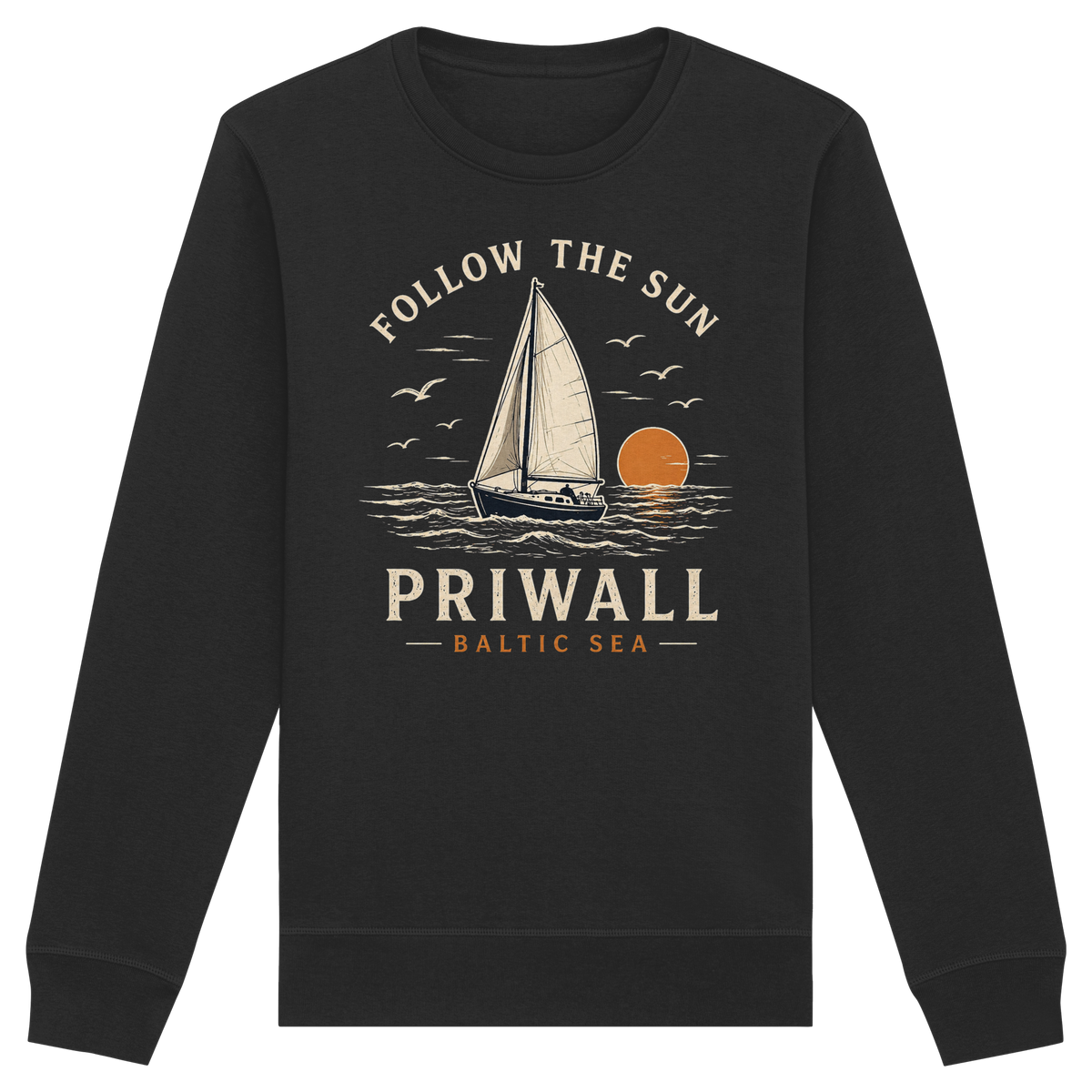 Priwall Follow the Sun Bio-Sweatshirt in Schwarz – Clean Mockup