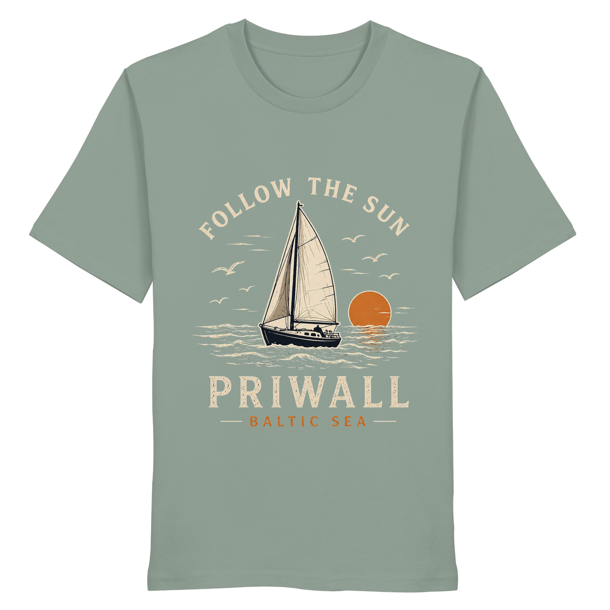 Priwall Follow the Sun Bio T-Shirt in Aloe – Clean Mockup