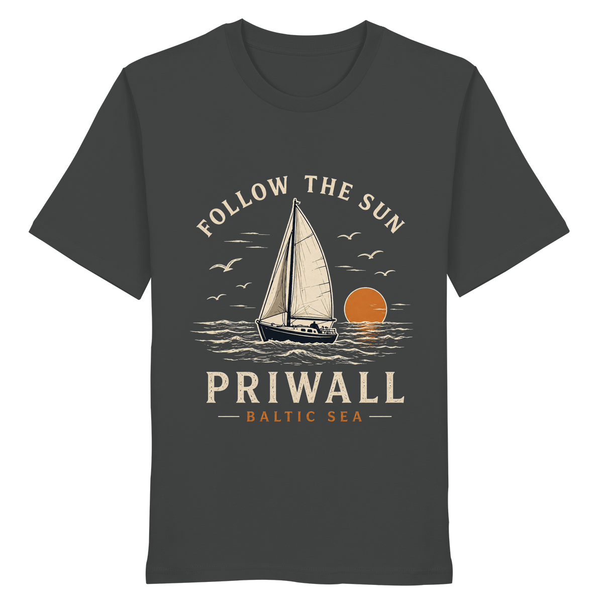 Priwall Follow the Sun Bio T-Shirt in Anthrazit – Clean Mockup