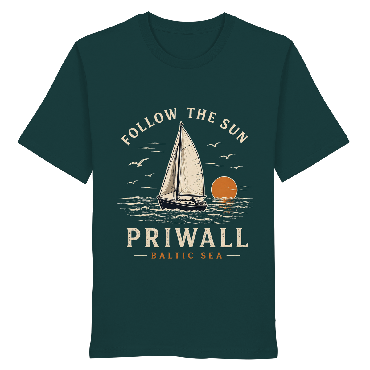 Priwall Follow the Sun Bio T-Shirt in Glazed Green – Clean Mockup