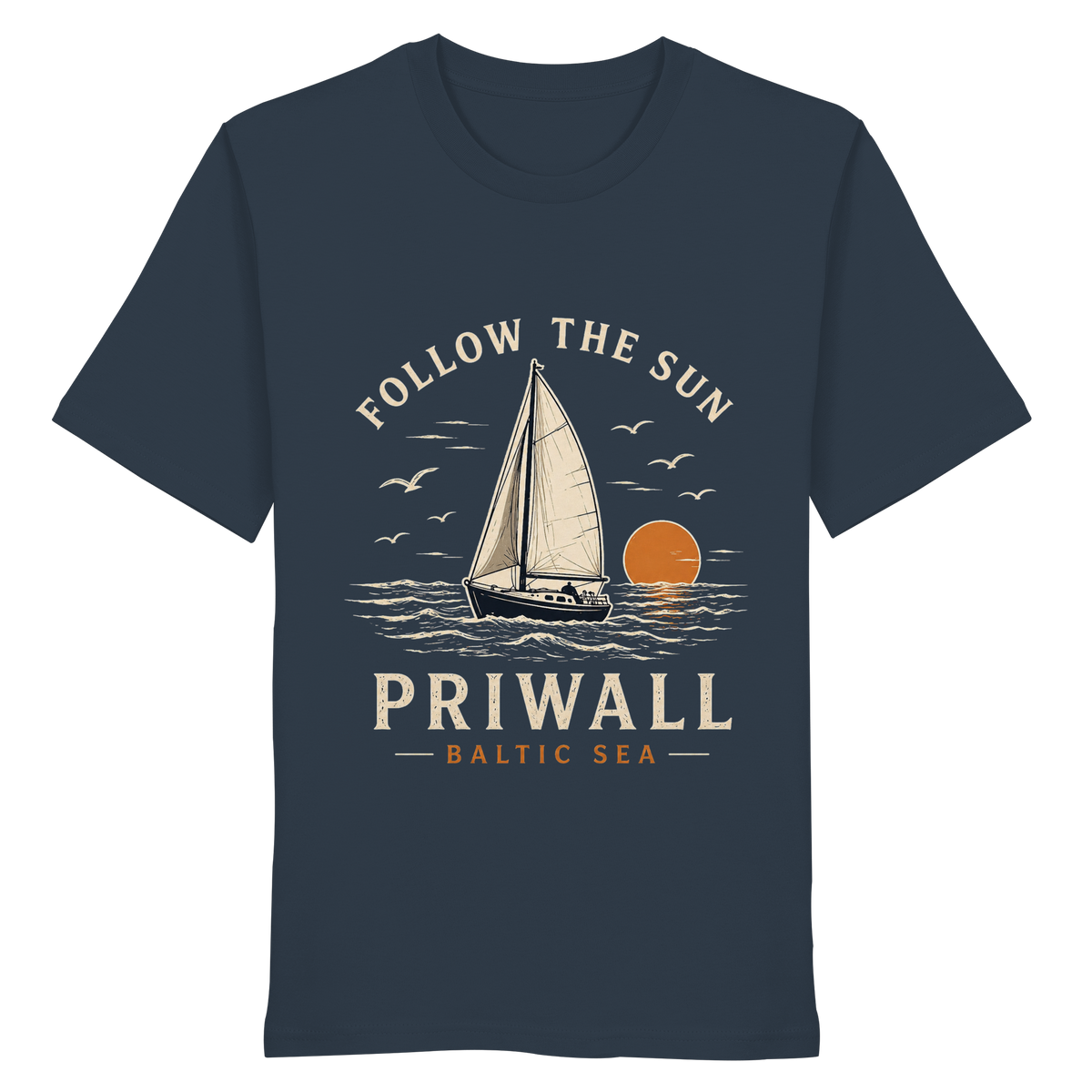 Priwall Follow the Sun Bio T-Shirt in India Ink Grey – Clean Mockup