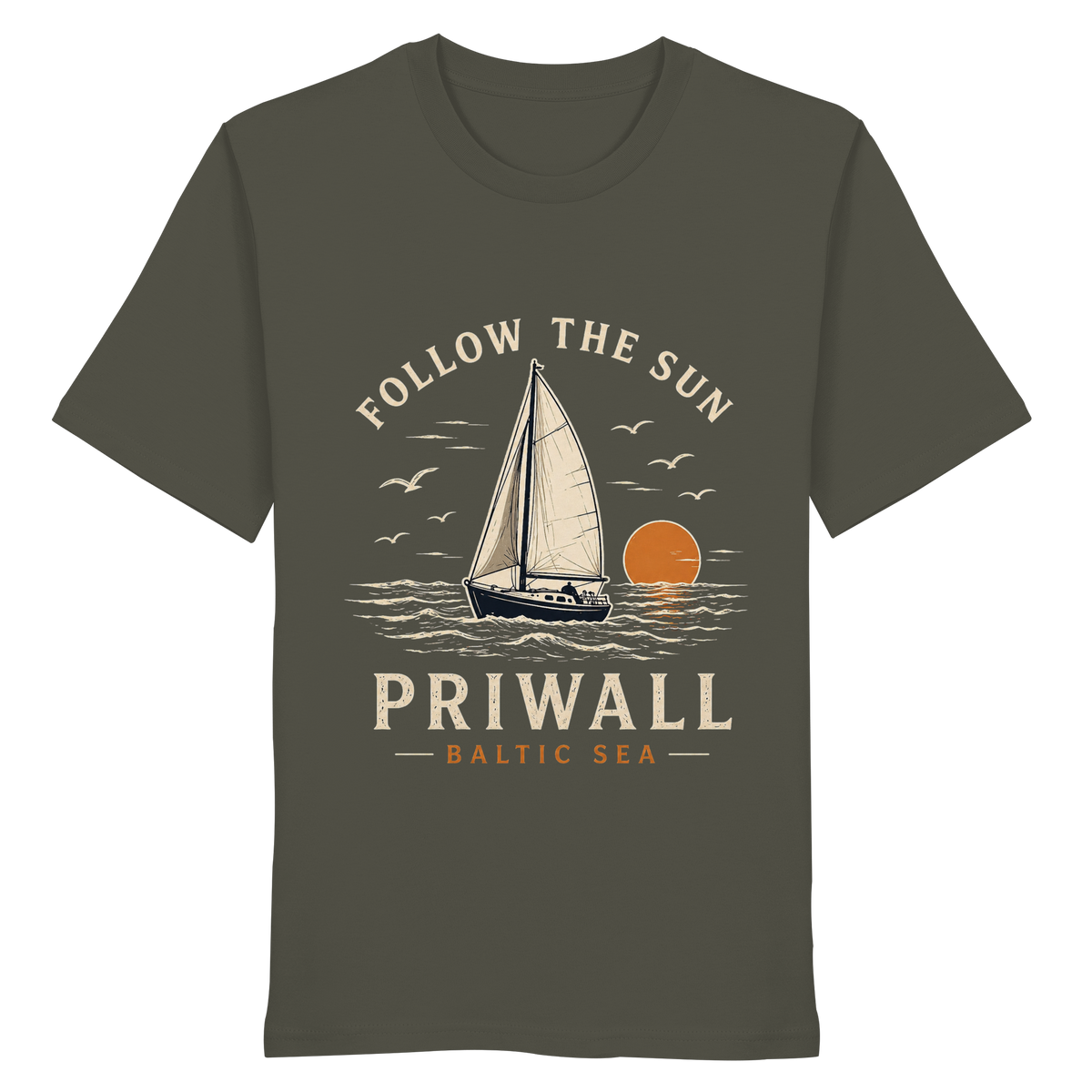 Priwall Follow the Sun Bio T-Shirt in Khaki – Shirtigo Mockup