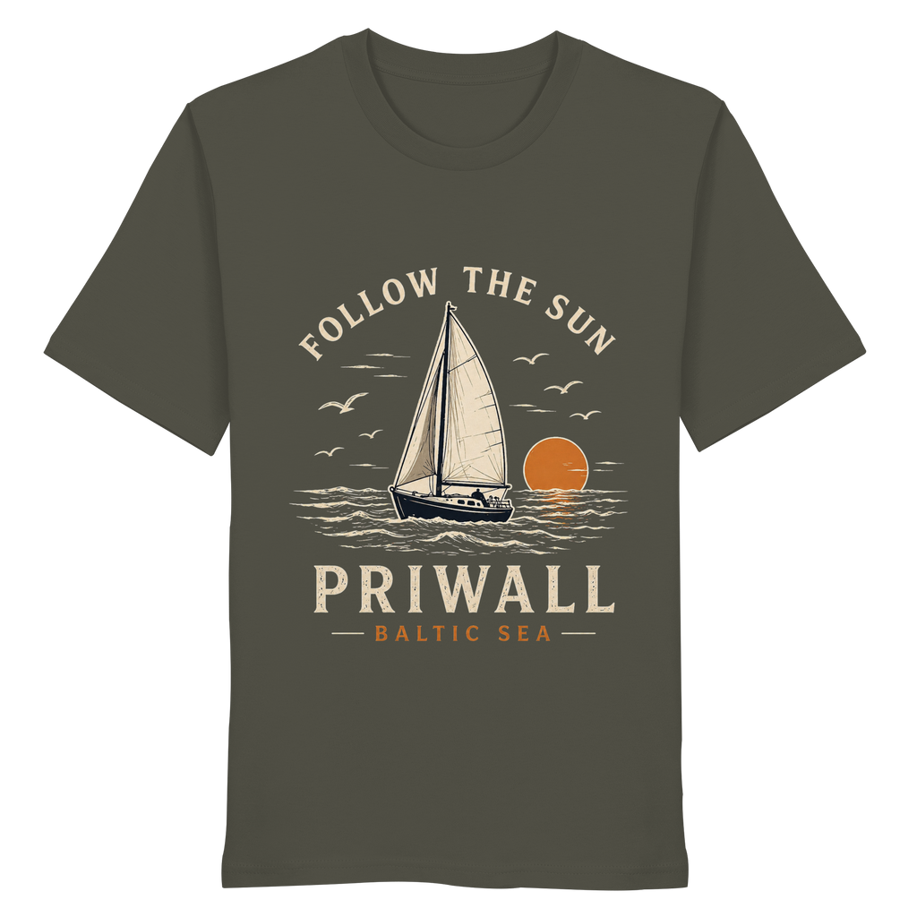 Priwall Follow the Sun Bio T-Shirt in Khaki – Clean Mockup