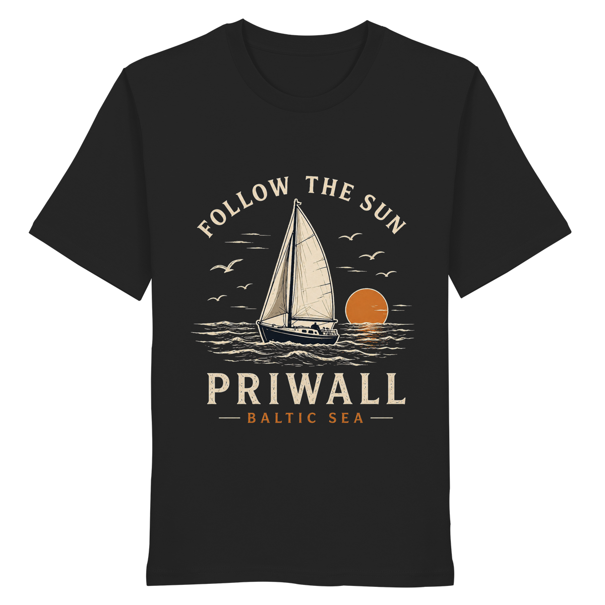 Priwall Follow the Sun Bio T-Shirt in Schwarz – Clean Mockup