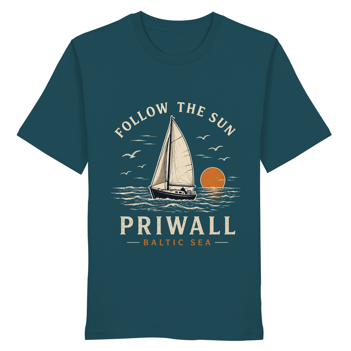 Priwall Follow the Sun Bio T-Shirt in Stargazer – Clean Mockup