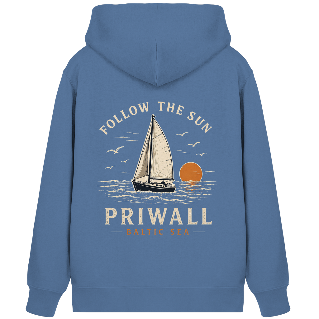 Priwall Follow the Sun Bio-Zipper in Bright Blue mit Backprint
