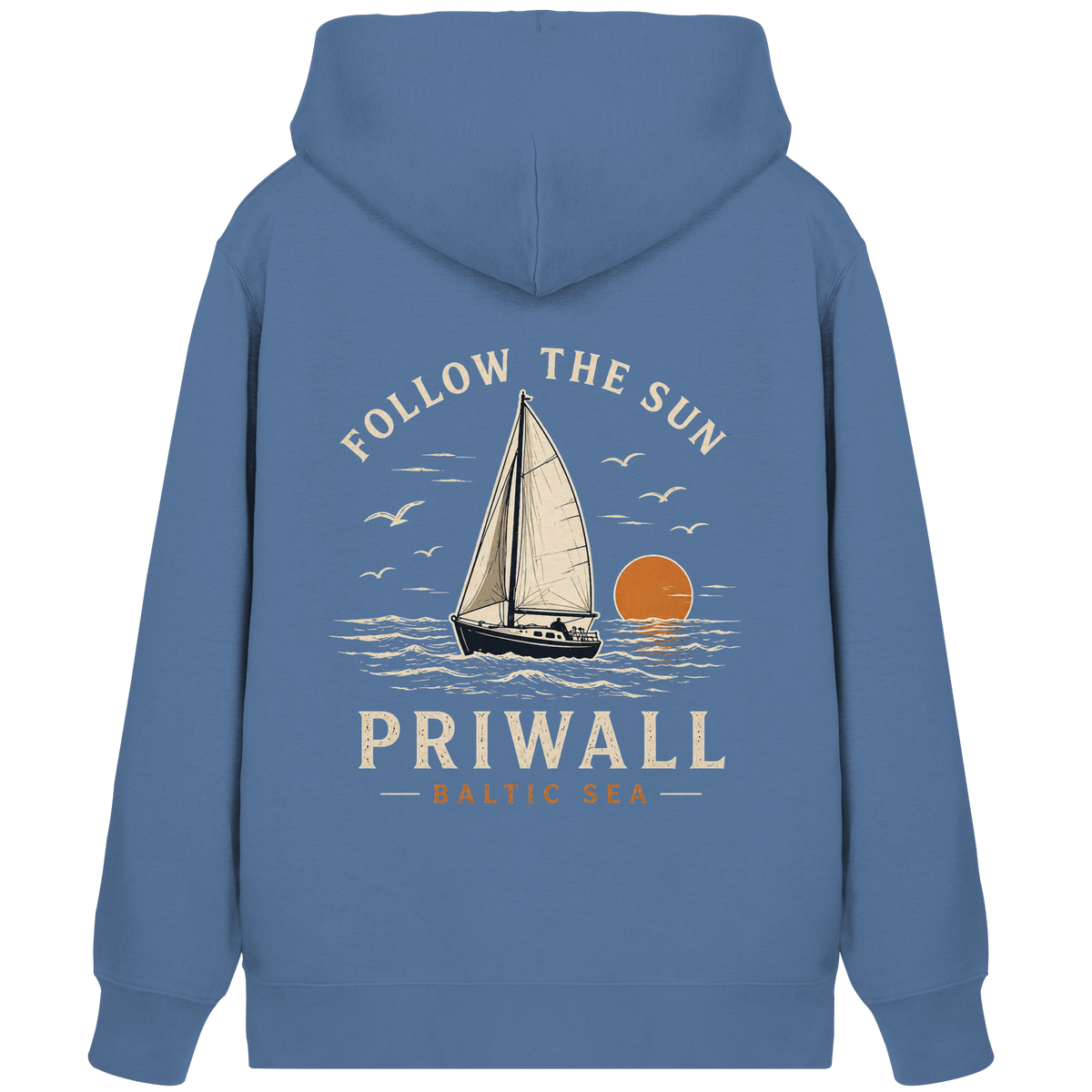 Priwall Follow the Sun Bio-Zipper in Bright Blue mit Backprint
