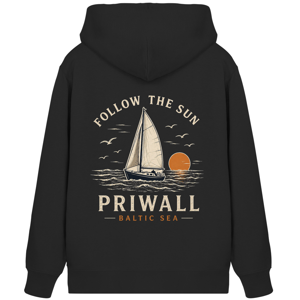 Priwall Follow the Sun Bio-Zipper in Schwarz mit Backprint