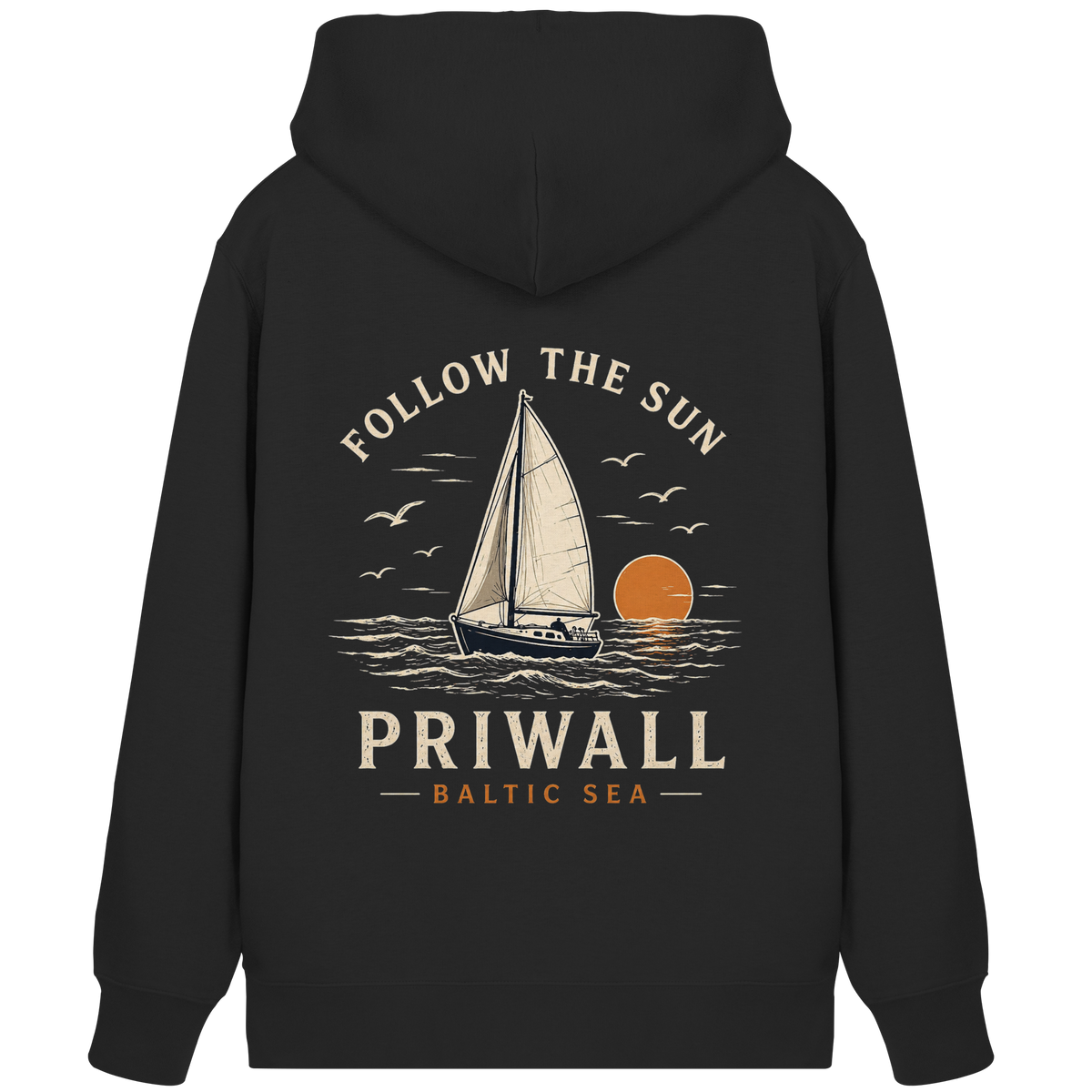 Priwall Follow the Sun Bio-Zipper in Schwarz mit Backprint