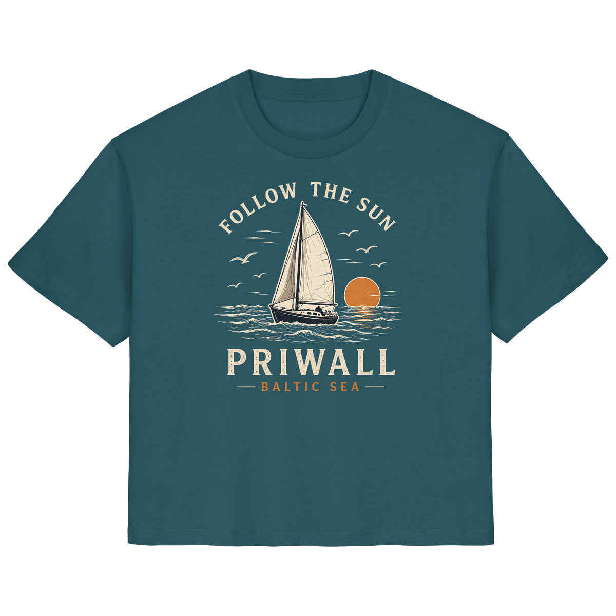 Priwall Follow the Sun Damen-Bio-T-Shirt in Stargazer – Clean Mockup