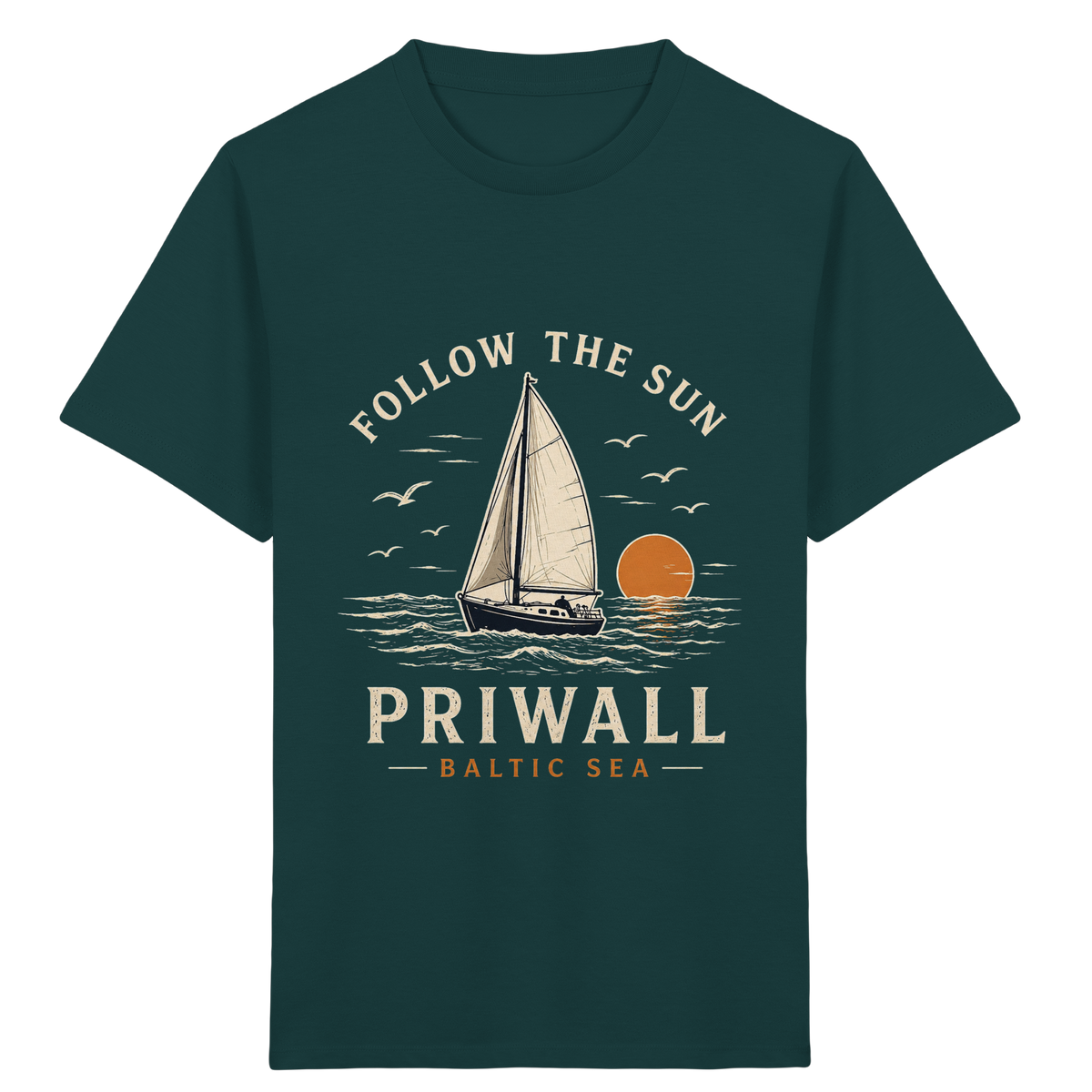 Priwall Follow the Sun Kinder-Bio-T-Shirt in Glazed Green – Clean Mockup