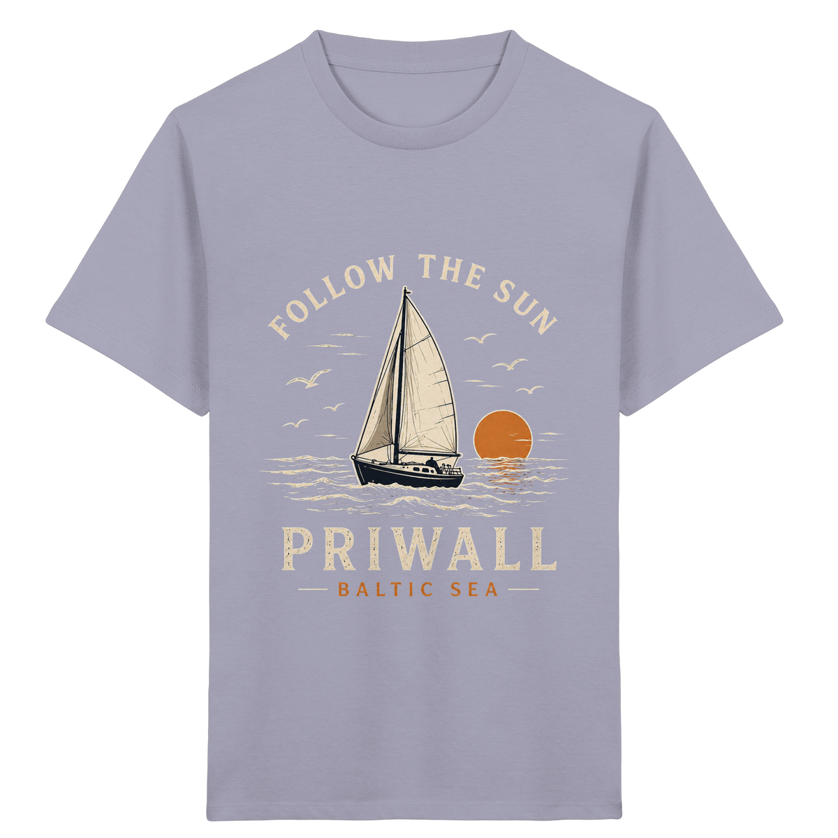 Priwall Follow the Sun Kinder-Bio-T-Shirt in Lavender – Clean Mockup