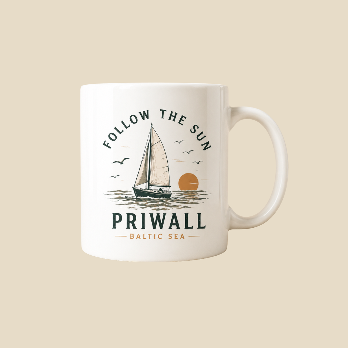 Priwall Follow the Sun Keramiktasse – Clean Mockup