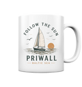 Priwall Follow the Sun Keramiktasse in Weiß – Shirtigo Mockup