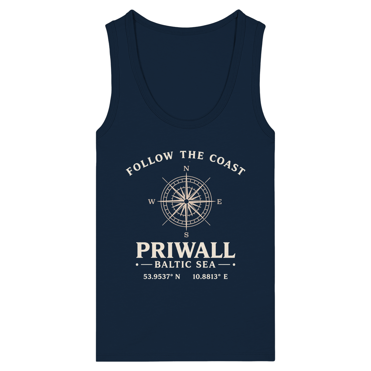 Priwall Kompass Dark Edition Damen Bio-Tanktop in French Navy – Produktansicht