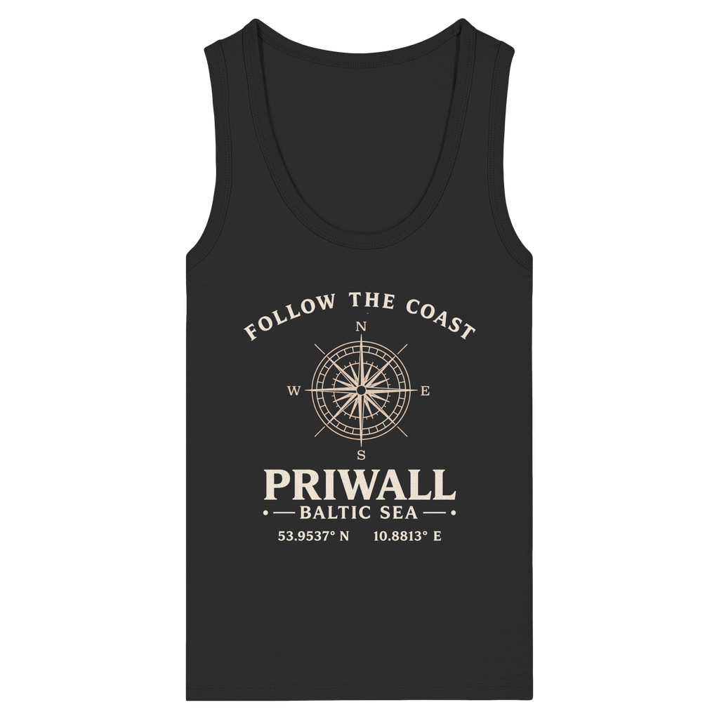 Priwall Kompass Dark Edition Damen Bio-Tanktop in Schwarz – Produktansicht