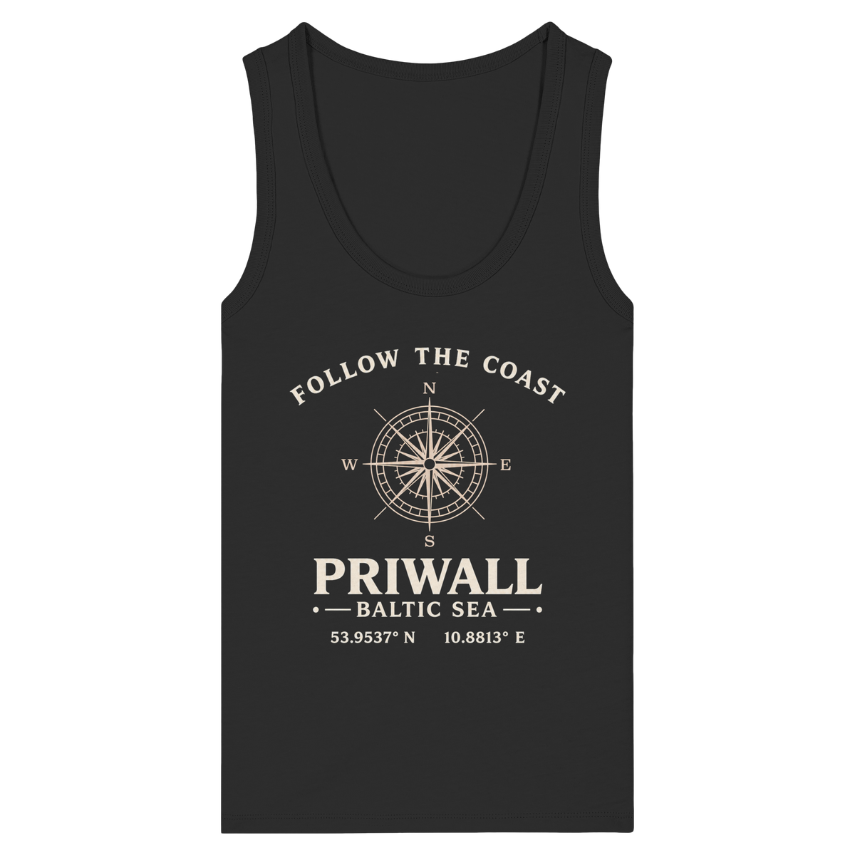 Priwall Kompass Dark Edition Damen Bio-Tanktop in Schwarz – Produktansicht