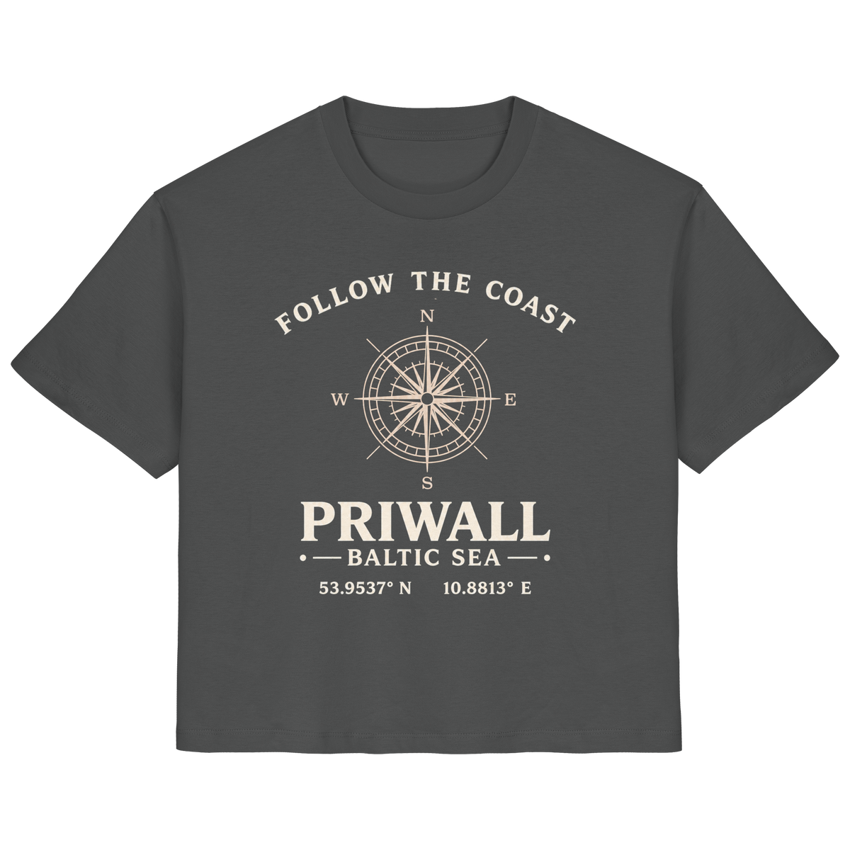 Priwall Kompass Dark Edition Ladies Organic Shirt in Anthracite – Vorderansicht