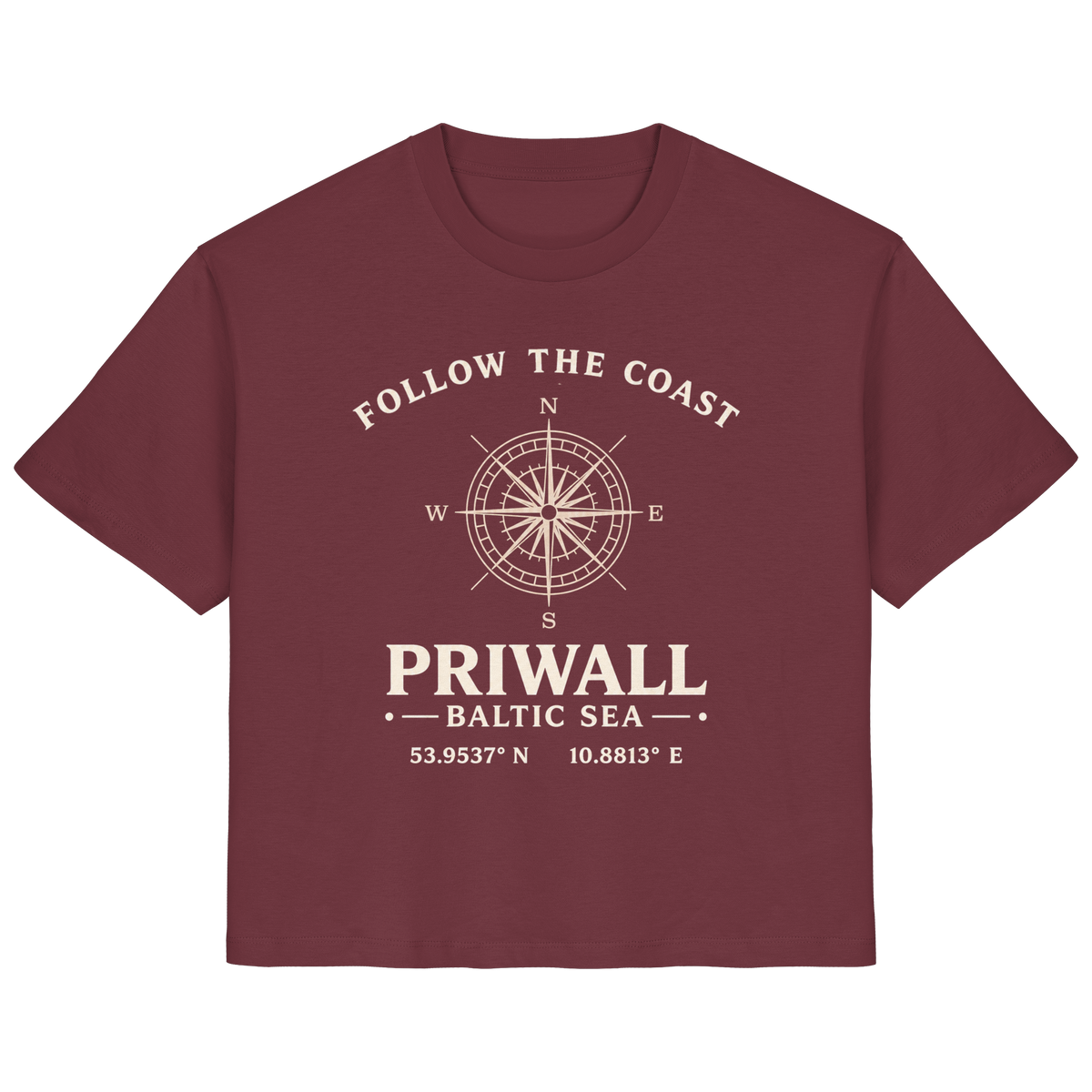 Priwall Kompass Dark Edition Ladies Organic Shirt in Burgundy – Vorderansicht