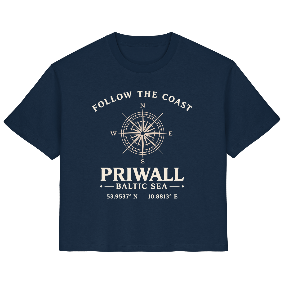 Priwall Kompass Dark Edition Ladies Organic Shirt in French Navy – Vorderansicht
