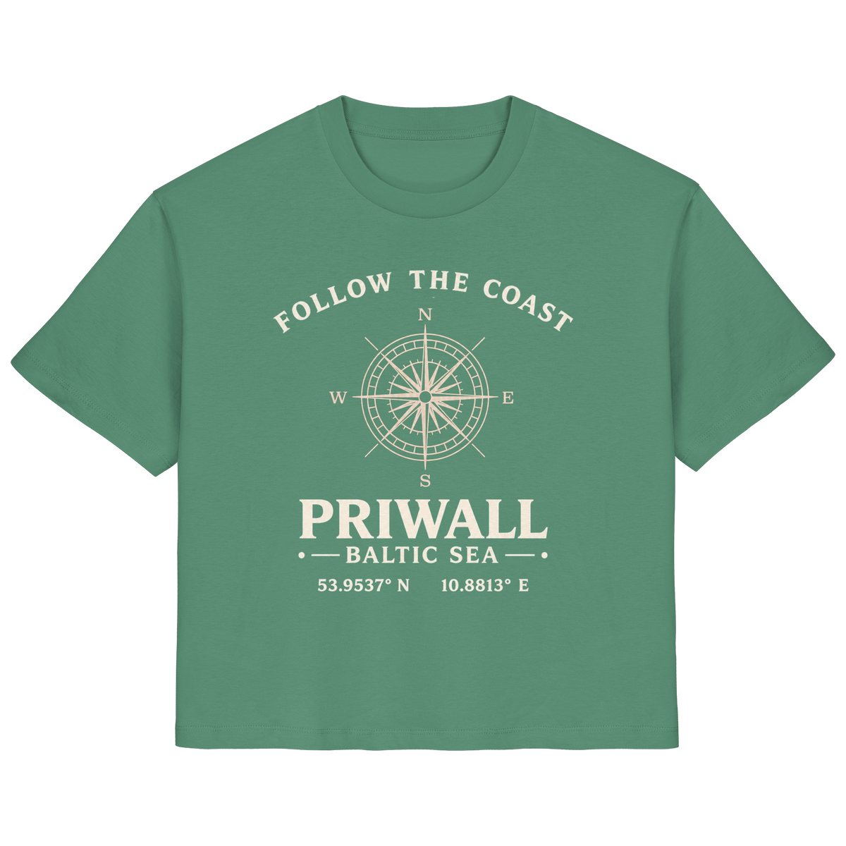 Priwall Kompass Dark Edition Ladies Organic Shirt in Green Bay – Vorderansicht