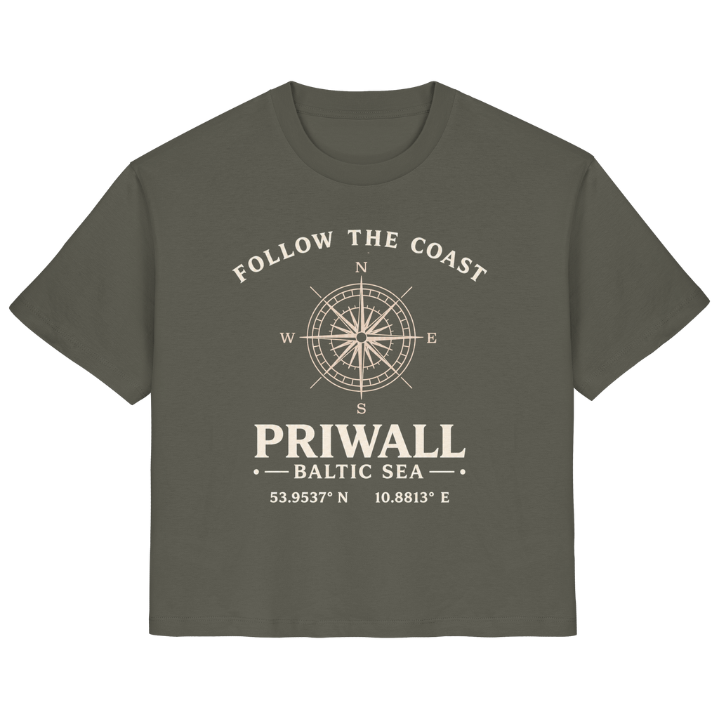Priwall Kompass Dark Edition Ladies Organic Shirt in Khaki – Vorderansicht