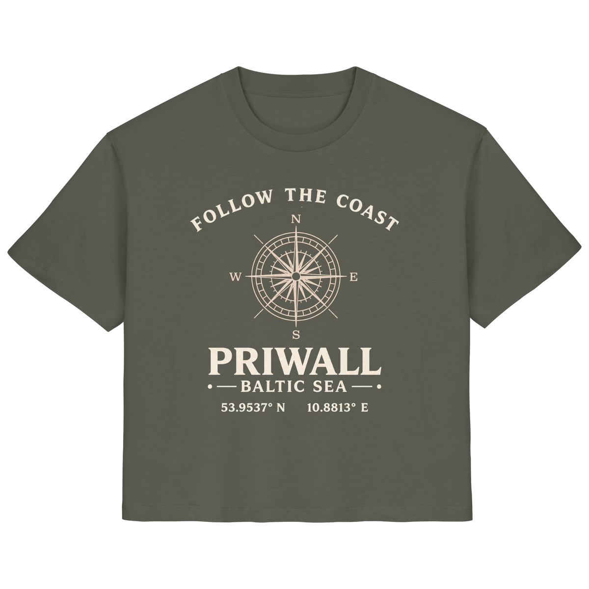 Priwall Kompass Dark Edition Ladies Organic Shirt in Khaki – Vorderansicht
