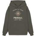 Priwall Kompass Dark Edition Organic Oversize Hoodie in Khaki – Produktansicht