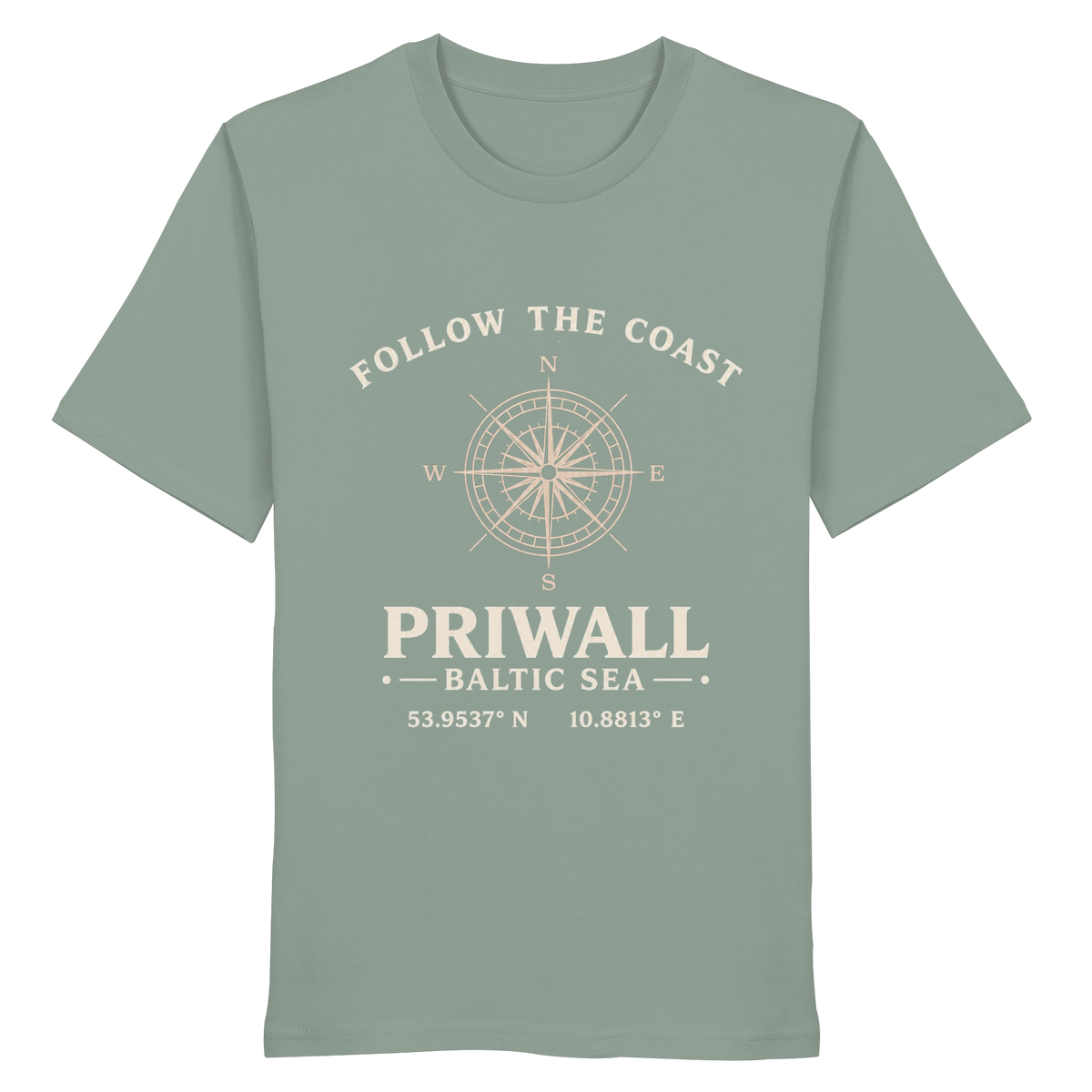 Priwall Kompass Dark Edition Organic Shirt in Aloe – Vorderansicht