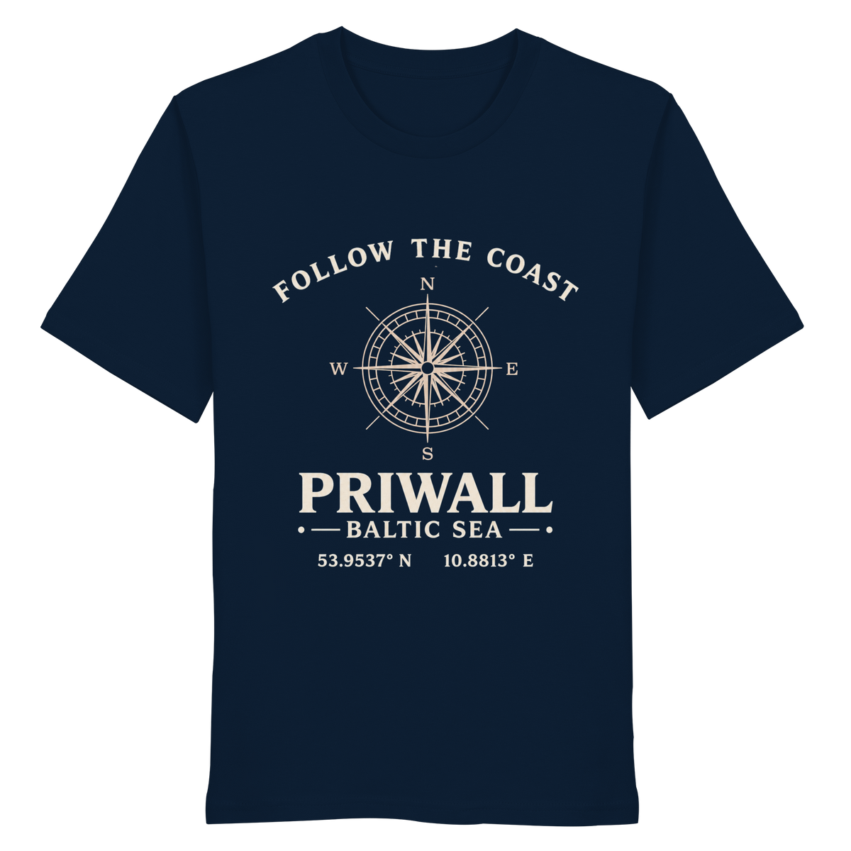 Priwall Kompass Dark Edition Organic Shirt in French Navy – Vorderansicht